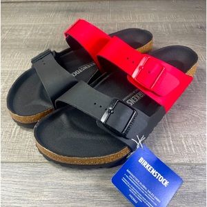 New BIRKENSTOCK Arizona Split Birko-Flor Sandals Shoes 42 size 9M 11L Red/Black